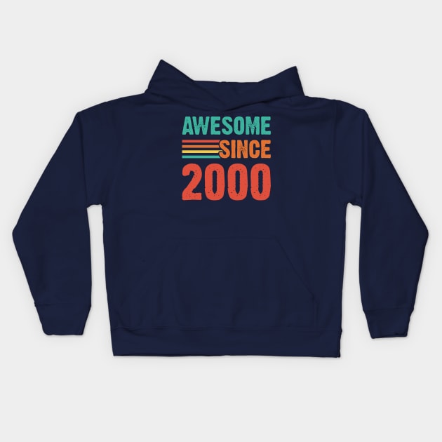 Vintage Awesome Since 2000 Kids Hoodie by Emma